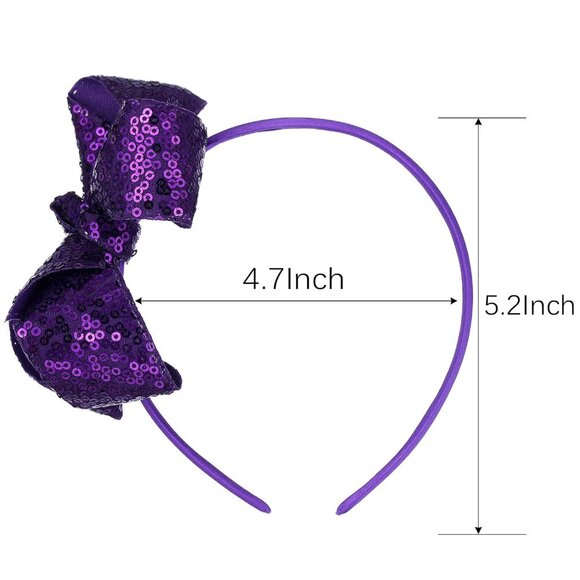 Children Girls Glitter Sequin Bow Headband Set for Kids Party Daily Wear - Picture 5 of 7